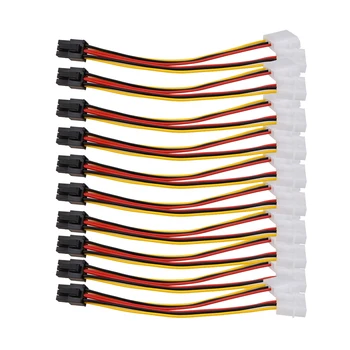 10ШТ разъем адаптера преобразователя питания Molex (4-контактный) в PCI-E (6-контактный).