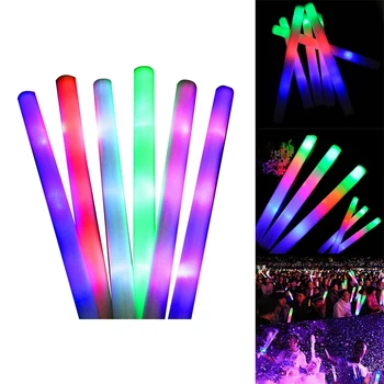 12 шт. белых объемных красочных светодиодных светящихся палочек RGB LED Glow Foam Stick Cheer Tube Dark Light