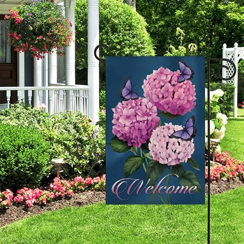 1ШТ Льняной Хлопковый Садовый флаг с рисунком бабочки, Подвесной декор для дома и сада Внутри и снаружи