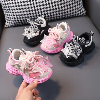 2023 Новые детские кроссовки, модная звездная обувь для девочек, нескользящая повседневная обувь для малышей, детская дышащая спортивная обувь, студенческая обувь