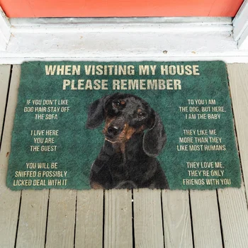 3D Пожалуйста, помните, что таксы Правила содержания собак в доме, Коврик для двери, Нескользящие коврики для пола, Декор, коврик для крыльца