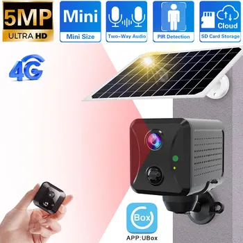 4G SIM-карта, Wi-Fi, 5-мегапиксельная мини-камера на солнечной панели, обнаружение PIR, система видеонаблюдения, Беспроводная Аккумуляторная батарея длительного ожидания