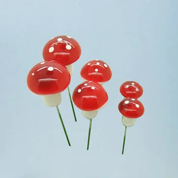 6 шт. имитация гриба, железная проволока, мини-красный гриб для украшения сада, цветочные горшки (20 мм, 25 мм, 30 мм по 2 шт.)