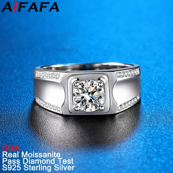 AIFAFA Обручальные кольца с муассанитом 1 карат для мужчин и женщин Высшего качества S925 из чистого серебра с блестящими драгоценными камнями