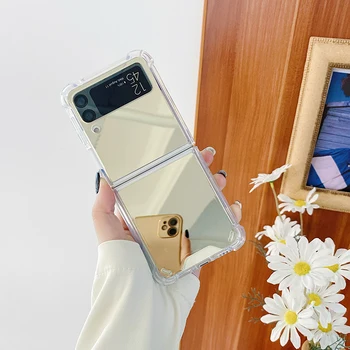 FLOVEME Зеркальный чехол для телефона с полным обзором Samsung Galaxy Z Flip 3 5G TPU для защиты от падения для Galaxy Z Flip 4 Противоударная задняя крышка телефона