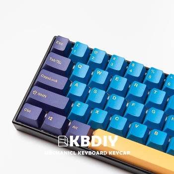 KBDiy Double Shot PBT Keycaps 127 Клавиш OEM Profile Blue Custom Keycap для Механической Игровой Клавиатуры Nautilus 61 gk61 Key Caps