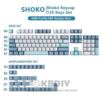 KBDiy GMK SHOKO Clone Keycap OEM Профиль PBT Keycaps СинеСерый Набор из 135 Клавишных Колпачков для Механической Игровой Клавиатуры MX Switch Custom