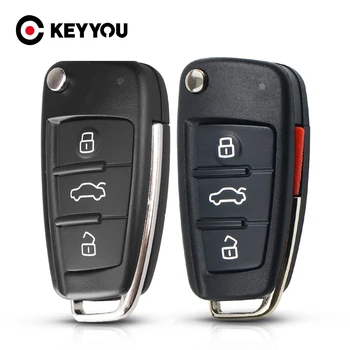 KEYYOU Автомобильный Чехол для Дистанционного Ключа Audi 2005-2013 Годов Выпуска A2 A3 TT A4 A6 A6L S3 S4 Auto Smart Control Key Case 3/4 Кнопки