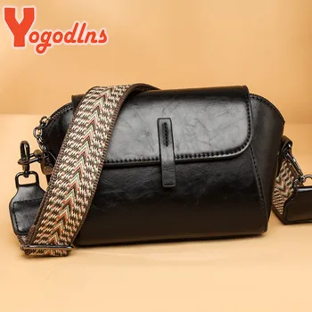 Yogodlns Высококачественная маленькая сумка через плечо Женская трендовая Роскошная дизайнерская сумка-мессенджер из масляно-восковой кожи Женская сумочка Кошелек