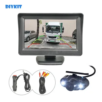 Автомобильный монитор DIYKIT 4,3-дюймовый TFT LCD с водонепроницаемой светодиодной камерой ночного видения заднего вида, комплект парковочной системы