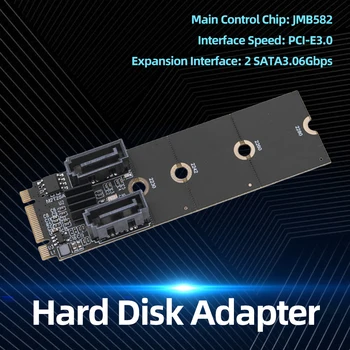 Адаптер NGFF M2 NVME к SATA3.0 6 Гбит/с Адаптер M.2 Key-M Конвертер PCIE NVME в двойную карту расширения SATA 3.0 PCIE 3.0