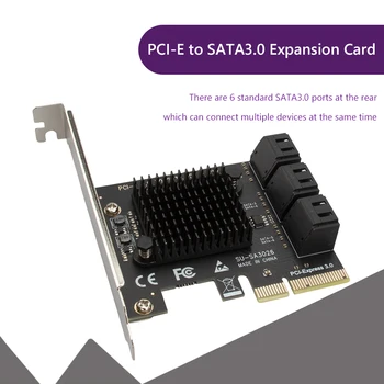 Адаптер SATA PCIe с 6 Портами SATA 3.0 для PCI Express x4 Карта расширения SATA III для PCI-E 3.0 X4 Контроллер для жесткого диска ASMedia ASM1166