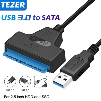 Адаптер SATA к USB 3,0/2,0 Кабель USB SATA 3 Со скоростью передачи данных до 6 Гбит/с для 2,5-Дюймового Внешнего жесткого диска SSD 22-Контактный Sata III С Поддержкой UASP