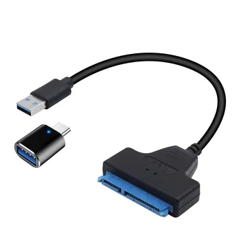 Адаптер USB 3.0 SATA к USB 3.0 Type-c 22 Pin 7 + 15 Шнур жесткого диска/SSD Поддержка UASP Serial ATA III, Совместимый с 2.5 SATA