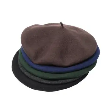 Берет большого размера, 100% шерсть, Винтажный Теплый шерстяной Зимний женский берет французского художника, шапка-бини, кепка для мужчин, весенние и осенние шляпы