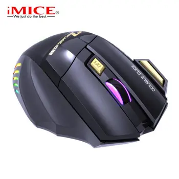 Бесплатный двойной щелчок кнопкой IMICE7 с отключением звука 2,4 G, перезаряжаемая, красочная, дышащая, легкая беспроводная игровая мышь, компьютерная периферия