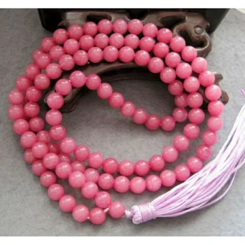 Бусины из розового родохрозита ручной работы 8 мм 108, Тибетское буддийское молитвенное ожерелье Мала