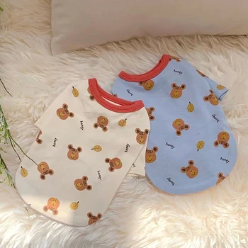 Весенне-летняя одежда для домашних животных, футболка с мультяшным рисунком котенка, щенка, Милый пуловер для собак малого и среднего размера, чихуахуа Йоркшир