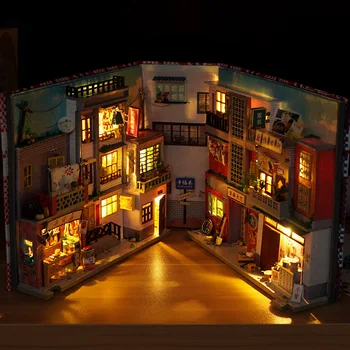 Деревянная Вставка Для Книжной Полки Миниатюрный Набор Моделей Домов Кукольный Домик И Мебель Для Комнаты Вишневый Цветок Японский Магазин Подарок На День Рождения