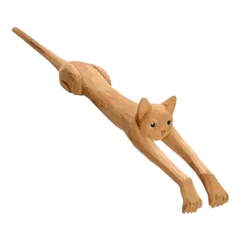 Деревянный скребок для спины с 19-дюймовой длинной ручкой, Кошачий коготь, скребок для спины для мужчин, Забавный скребок для спины для кошек из липы, Милая кошачья форма