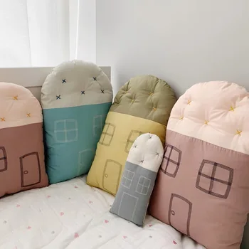 Детская кроватка Бампер в форме домика Детская подушка для новорожденных Цветовая система Morandi Детское автокресло Постельные принадлежности