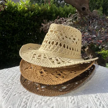Женская винтажная солнцезащитная шляпа ручной работы Grass the Magic Aster в стиле Вестерн, ковбой, джаз, мужская солнцезащитная шляпа