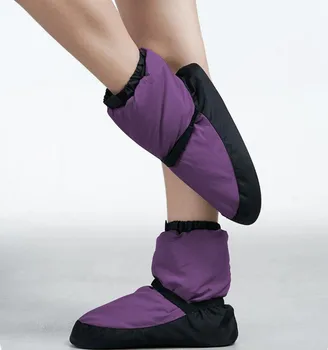 Женская зимняя балетная обувь для разминки и танцев, женские черные фиолетово-серые балетные ботинки, современная теплая тренировочная обувь для балерин для взрослых