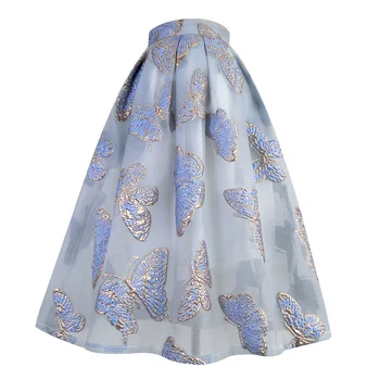 Женская подиумная мода, весна-лето, дизайнерская сетчатая юбка с вышивкой бабочкой, женская осенняя юбка-трапеция с высокой талией TB1560