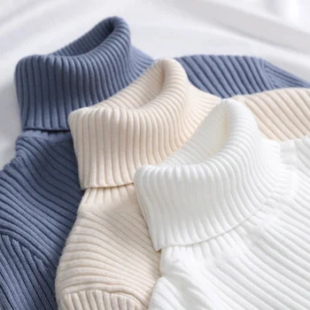 Женский осенний свитер с высоким воротом, вязаные мягкие пуловеры, кашемировые джемперы, базовые мягкие свитера для женщин 2023, осень-зима