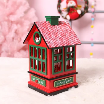 Заводная музыкальная шкатулка в форме деревянного домика Рождественский орнамент Декор стола Детская игрушка Аксессуары для украшения дома Подарок на День рождения