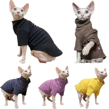 Зимняя водолазка для безволосых котенков, теплая куртка Sphynx для маленьких средних собак, Пижама для кошек, мягкая рубашка для домашних животных, костюмы для чихуахуа