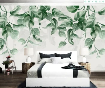 Изготовленная на заказ 3D настенная роспись Ручной росписью Ретро Тропическое растение Пальмовый лист Юго-Восточная Азия Обои для стен в помещении papier peint