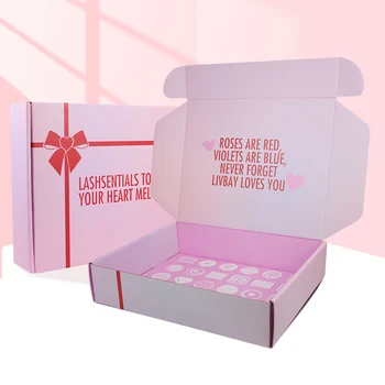 индивидуальный дизайн Бесплатный образец Индивидуальная Розовая гофрированная подарочная упаковка Бумажная коробка