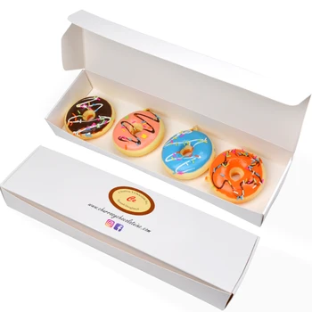 индивидуальный дизайн Оптовая Продажа Четырех Пончиковых пончиков Художественная Бумажная упаковка Складная коробка из пищевой бумаги с пользовательским принтом