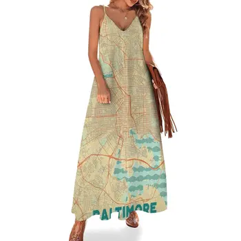 Карта Балтимора Ретро платье без рукавов Женская юбка африканские платья для женщин элегантные вечерние платья для женщин 2023 Длинное платье