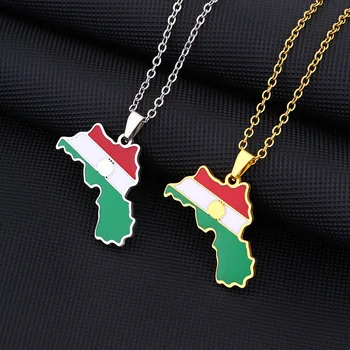 Карта Курдистана, кулон с флагом, ожерелье для женщин, мужчин, серебро, золото, масло для капель, ожерелье из нержавеющей стали, Ювелирные подарки
