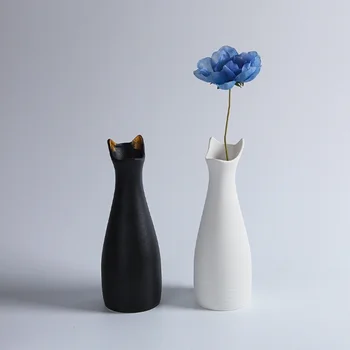 Керамическая ваза с кошачьими ушками LUWU в скандинавском стиле, Минималистичная ваза для котенка, современная декоративная ваза для цветов (цветы В комплект НЕ входят)