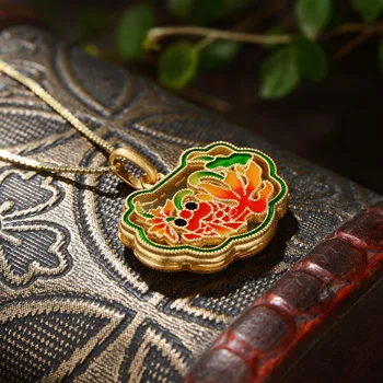 Китайский стиль Древние золотые изделия из натурального хотанского нефрита, цветная эмаль, ожерелье в виде золотой рыбки, легкая роскошная ювелирная цепочка для ключиц