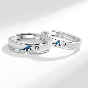 Кольца KOFSAC mountain sun moon для женщин и мужчин, индивидуальные украшения из стерлингового серебра 925 пробы, креативное кольцо для пары, шикарный подарок