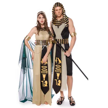 Королева Египта Косплей Костюм для женщин и мужчин Древний фараон Клеопатра Фантазия Принцесса Сексуальные платья для взрослых Необычное Сценическое шоу