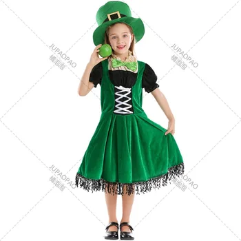 Костюм на Хэллоуин, Западноевропейский этнический фестиваль, День Святого Патрика, детское платье Ирландского эльфа и гнома, летнее платье jupaopao