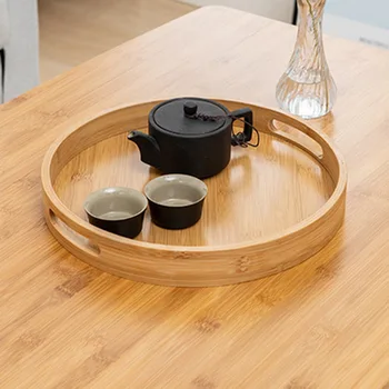 Круглый поднос в японском стиле, сервировочная тарелка для еды, деревянная тарелка для закусок, чайная доска для дома WF