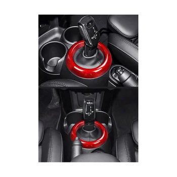 Круговое Кольцо Втулки Переключения Передач Автомобиля из Настоящего Углеродного Волокна для Внутренней Отделки Mini F54 F55 F56 F57 F60 Countryman (Красный Карбон)