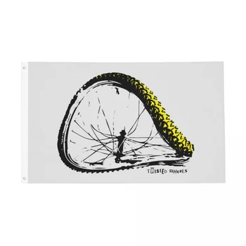 Крученые колеса Bent Wheel MTB Флаг для горного велосипеда Двусторонний наружный баннер в любую погоду Декор стен в домашней комнате общежития 3x5 футов