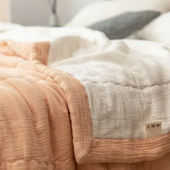 Летнее хлопчатобумажное стеганое одеяло, Марлевое одеяло для односпальной кровати для пары, Воздушное Одеяло для двуспальной кровати, простое стеганое одеяло для дома