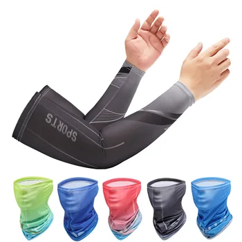 Летние рукава из ледяного шелка, солнцезащитные манжеты, рукава для защиты от ультрафиолета, эластичные длинные перчатки для велоспорта, солнцезащитный козырек, Дышащий шарф