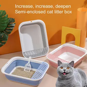 Мини-ящик для кошачьего туалета, складной компактный туалет для домашних животных с высоким ограждением, Полузакрытый утолщенный лоток для мусора с защитой от брызг, товары для домашних животных