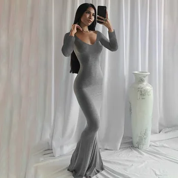 Модное Сексуальное обтягивающее платье с открытой спиной, вечернее макси-платье, женское вечернее клубное женское облегающее платье в персиковом стиле, элегантные длинные платья для женщин