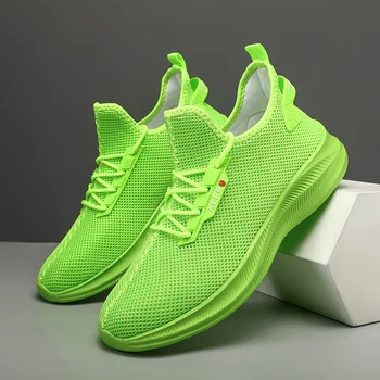 Мужская повседневная спортивная обувь YRZL, легкие кроссовки, уличные зеленые кроссовки с дышащей сеткой, спортивные теннисные туфли для бега трусцой