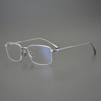 Мужские очки в ретро-оправе, дизайнерские простые оптические очки из чистого титана, Близорукость для чтения, женские персонализированные очки в полурамке.